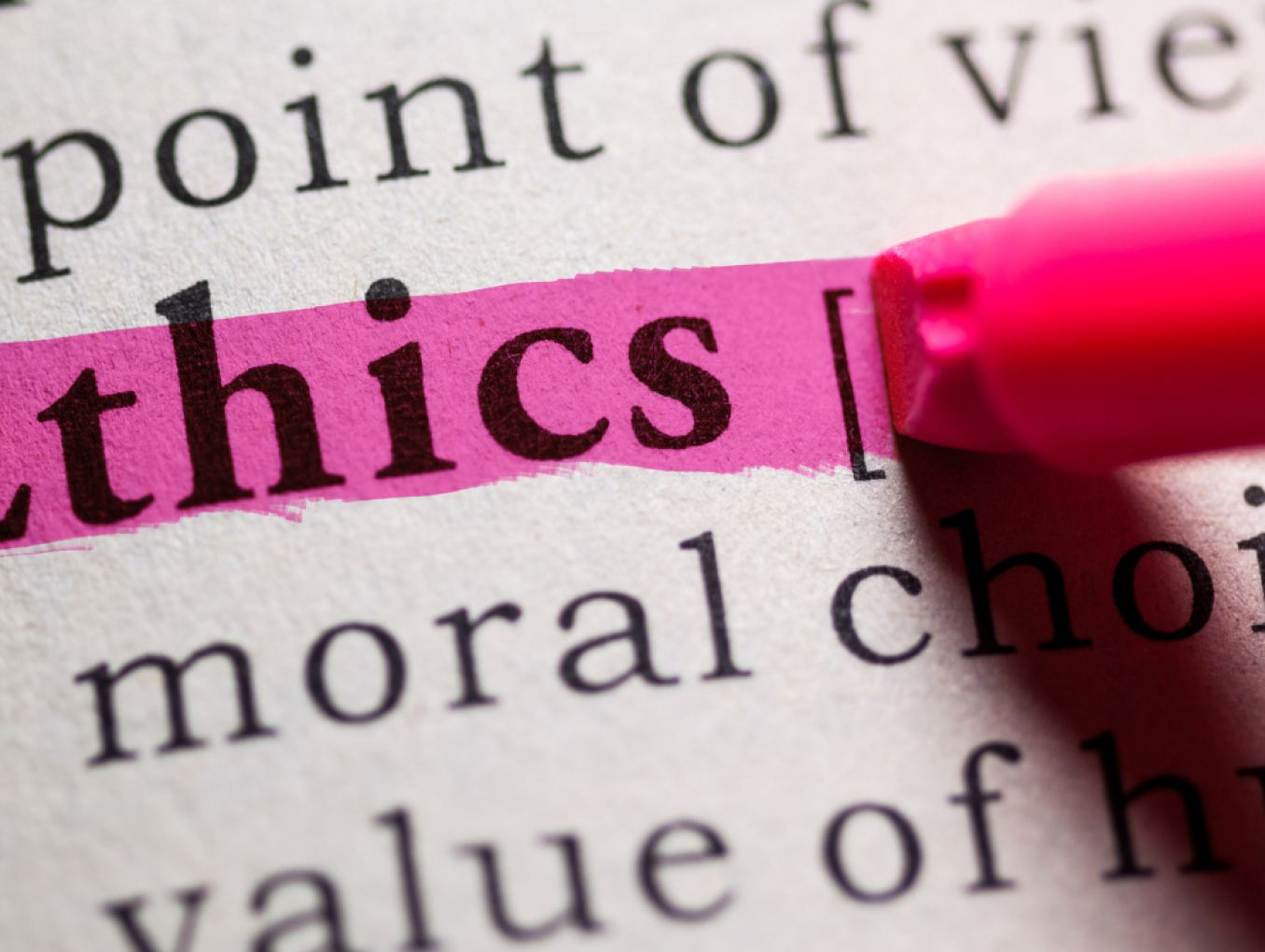 Word "Ethics" highlighted in the dictionary