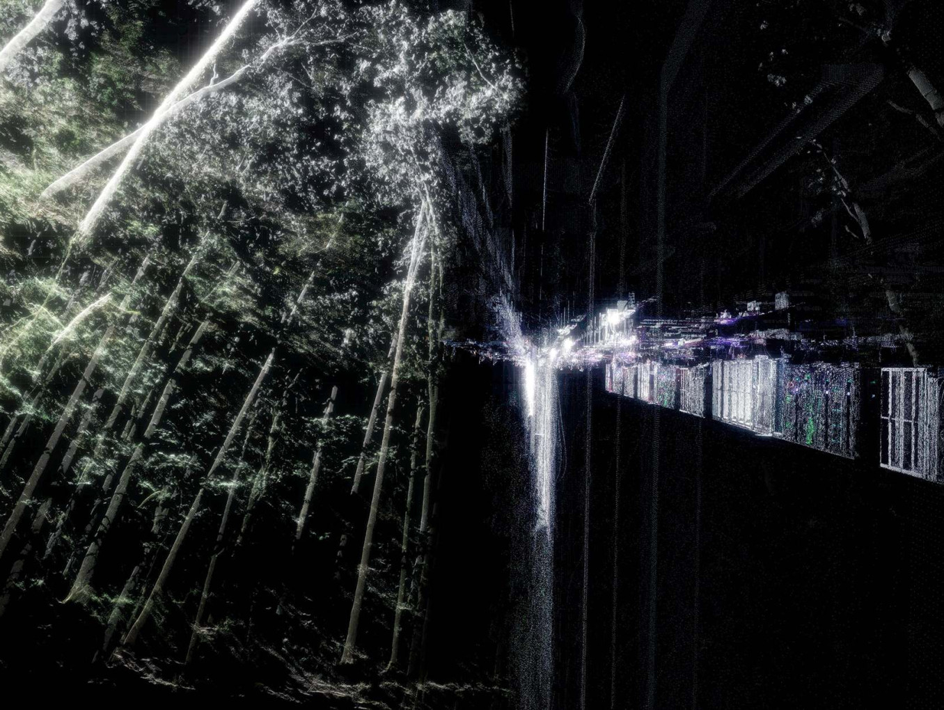 ooze, 4k video still of point clouds