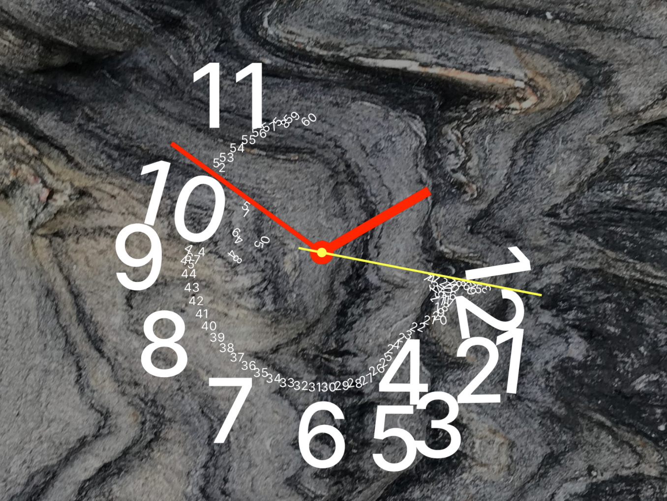 White Crash Clock on Stone surface