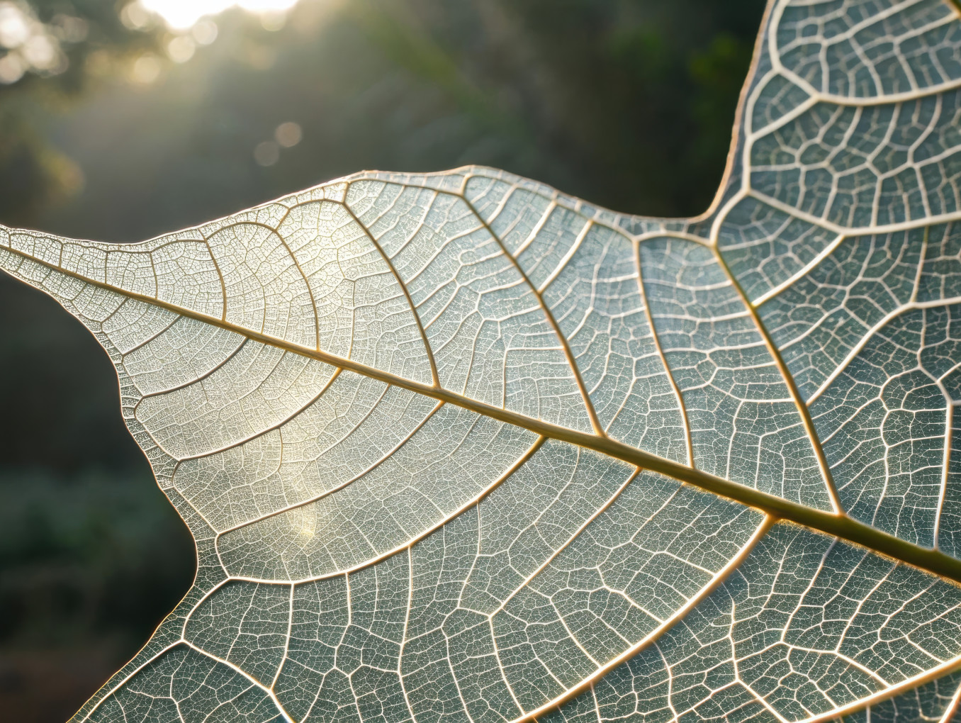An image of a leaf with the structure illuminated