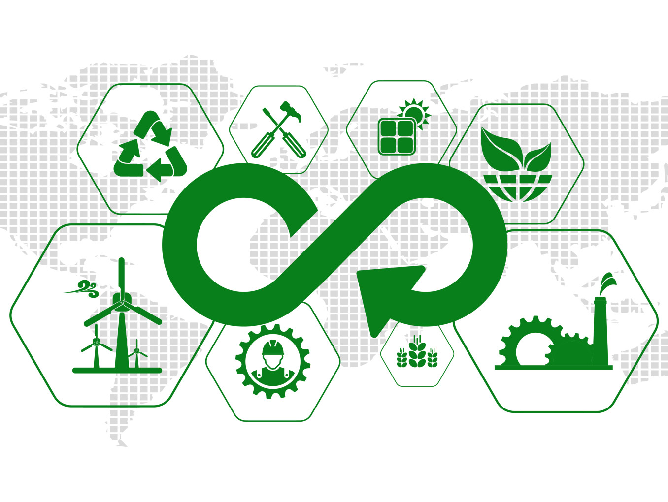 A graphic illustration of the concept of circular economy