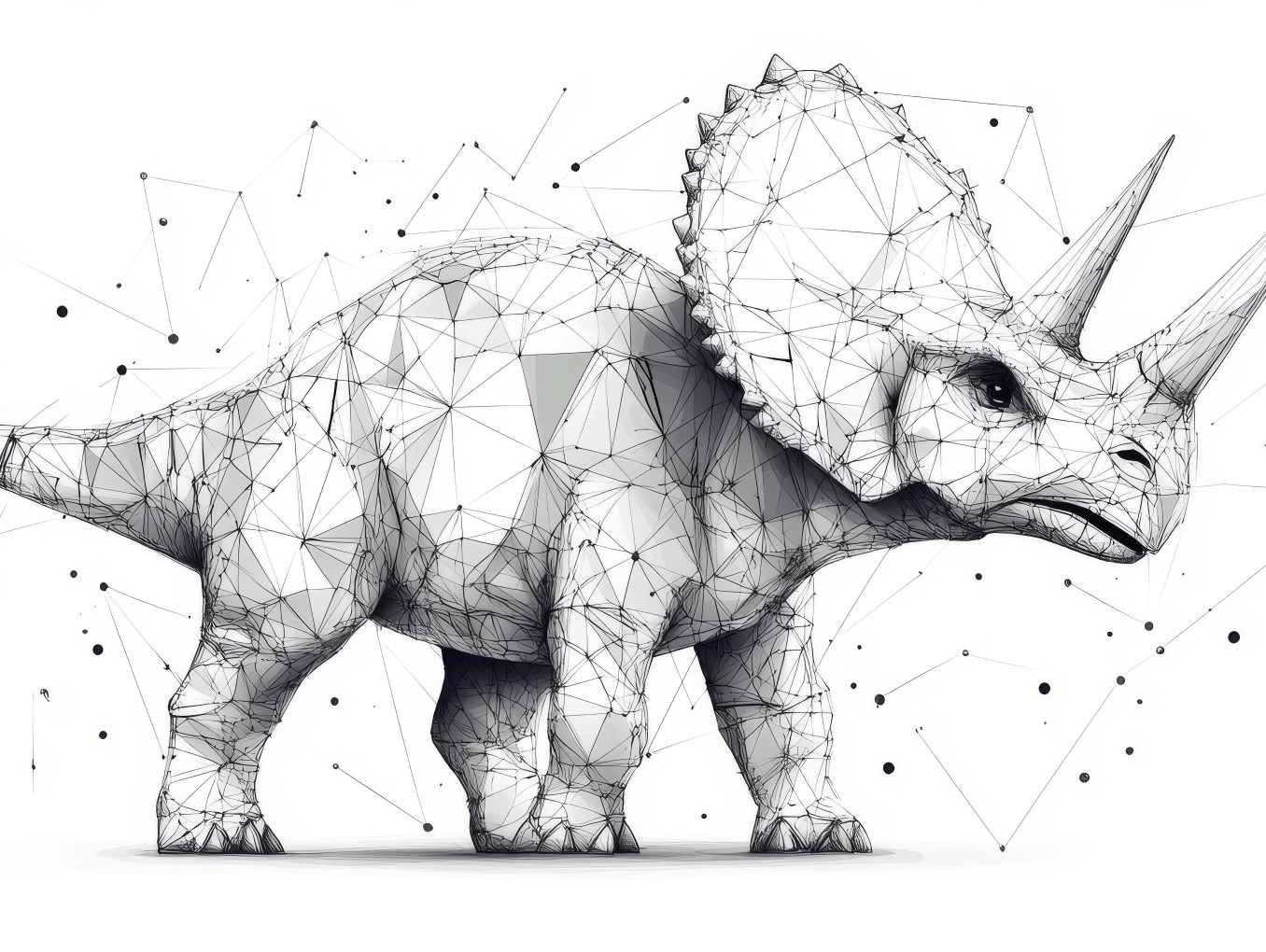 A picture of a3D dinosaur sketch