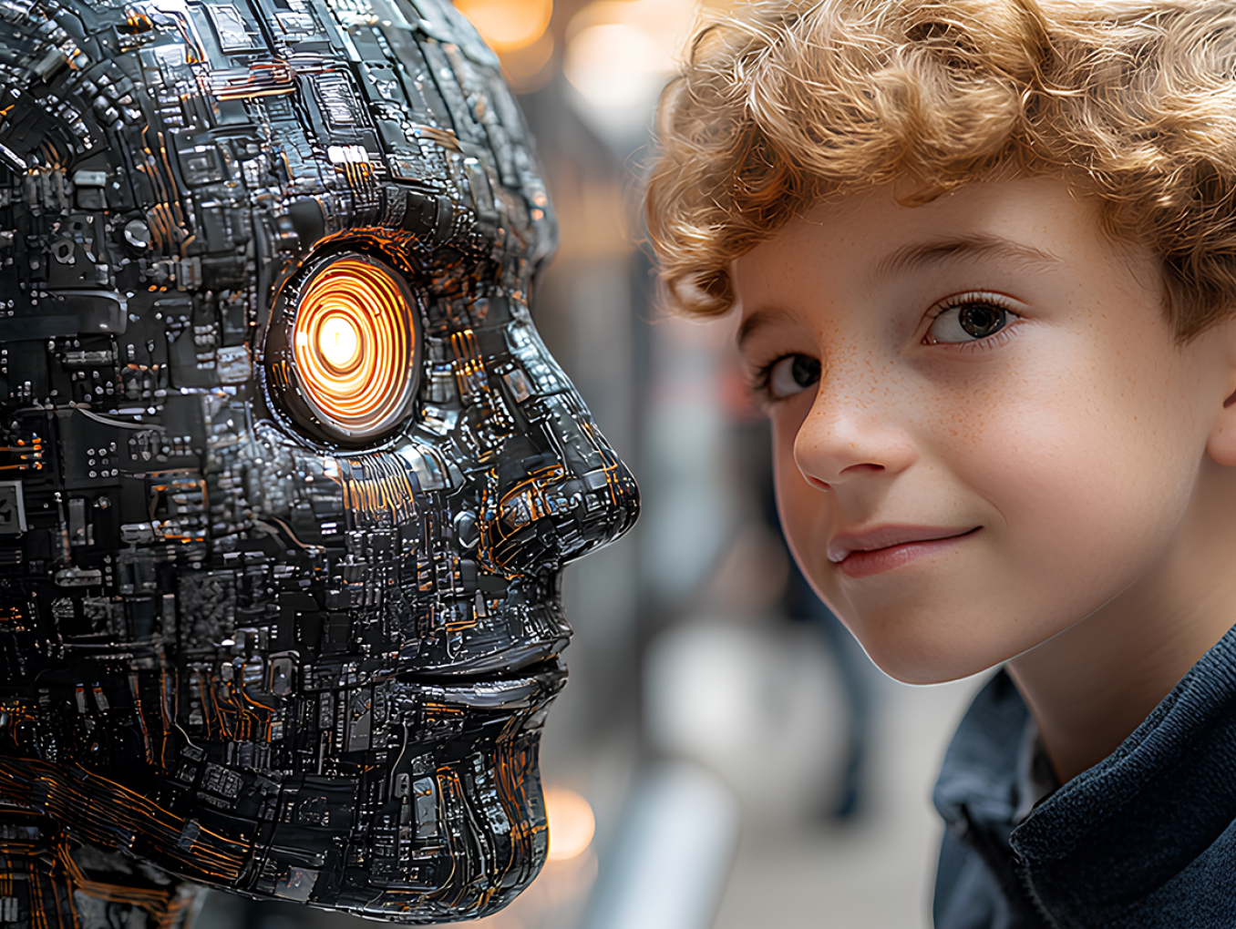 Bild mit Kind und Roboter