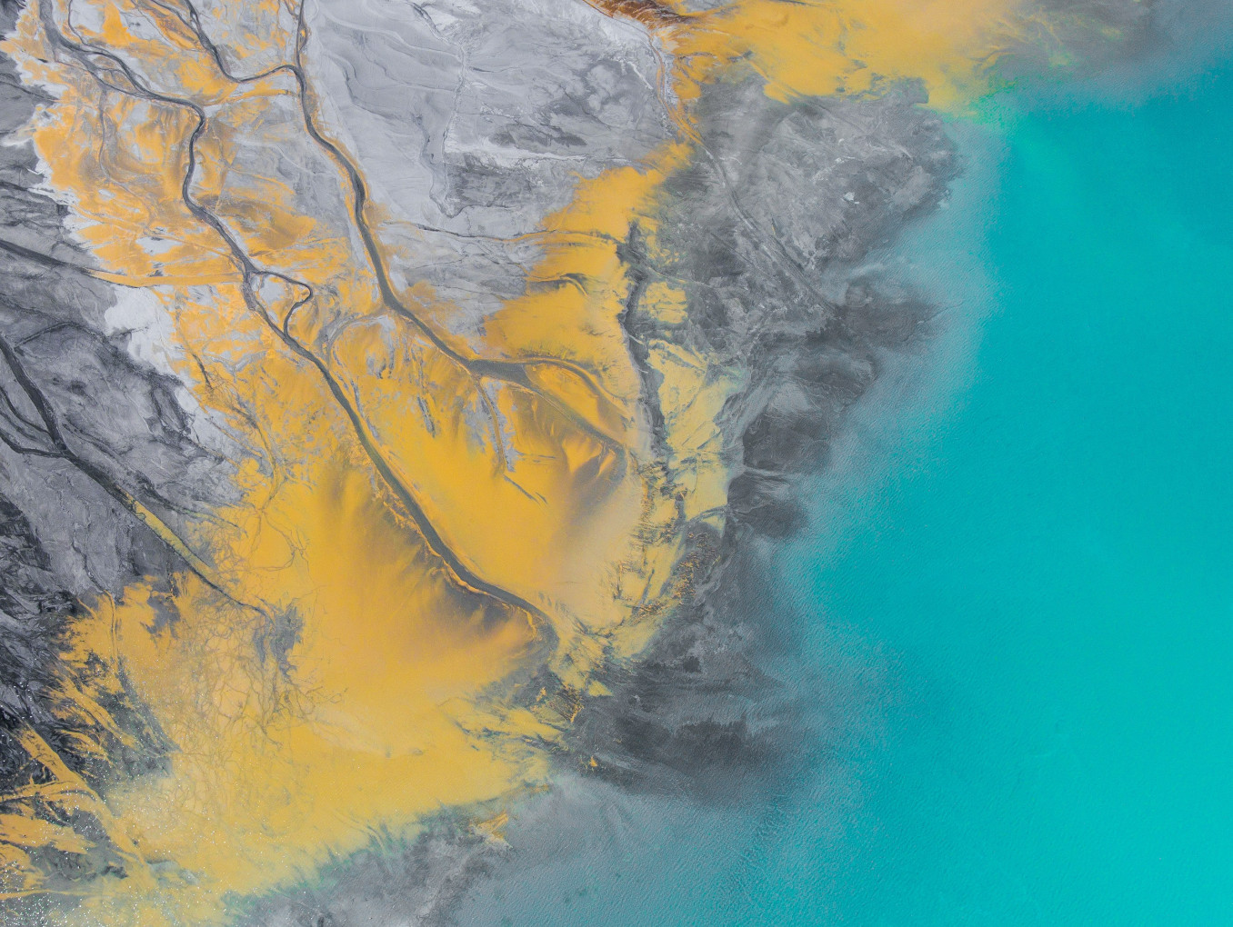 Aerial view of a lake in Poland. 