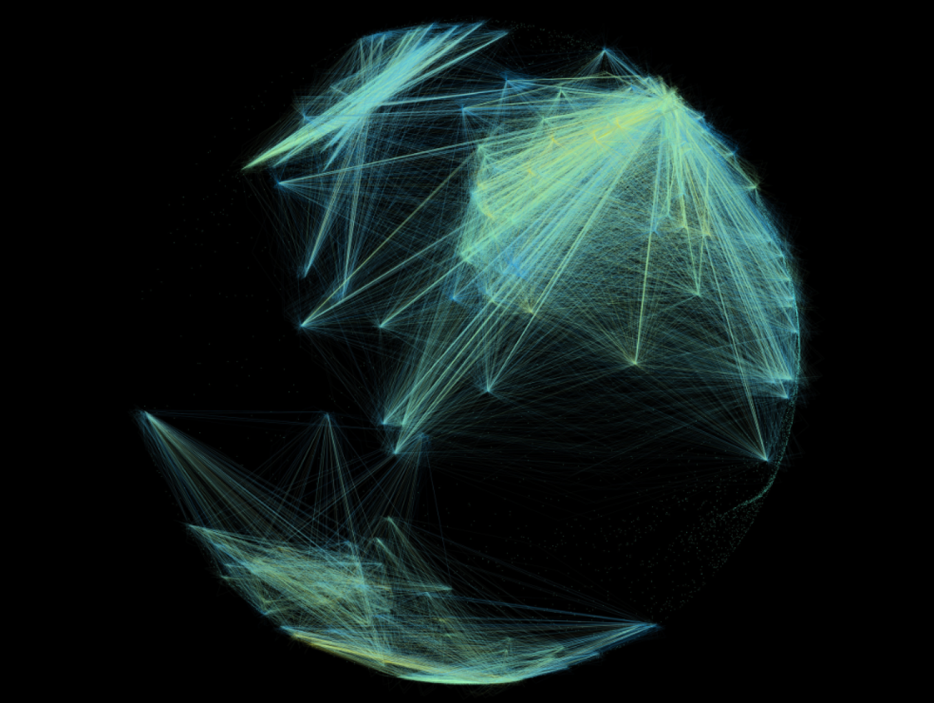A circle connected by lines like a network. 