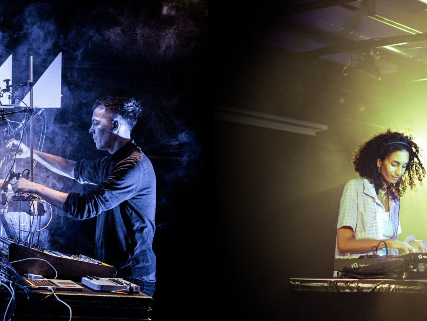 Moritz Simon Geist and Sarah Farina DJing. 