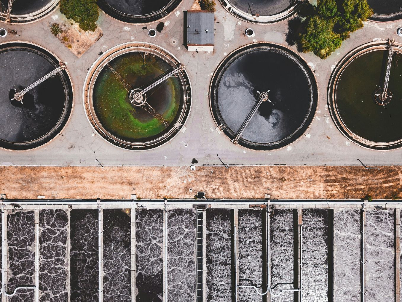 Aerial view of a water management system. 