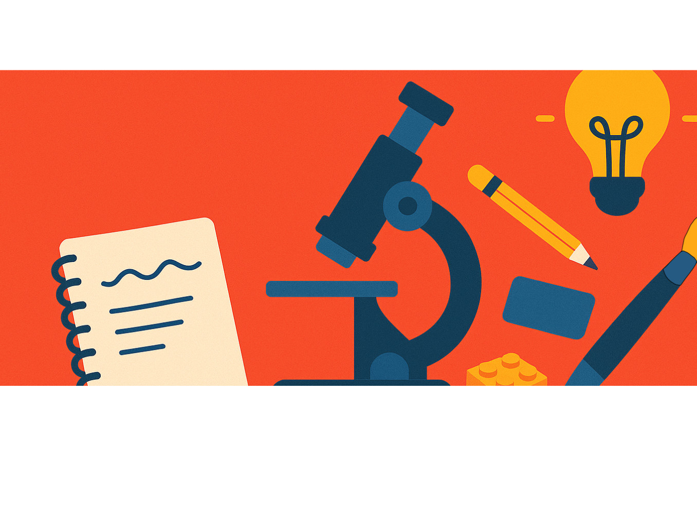A picture of a microscope with paintbrush and toys to symbolize creative and playful approaches to science