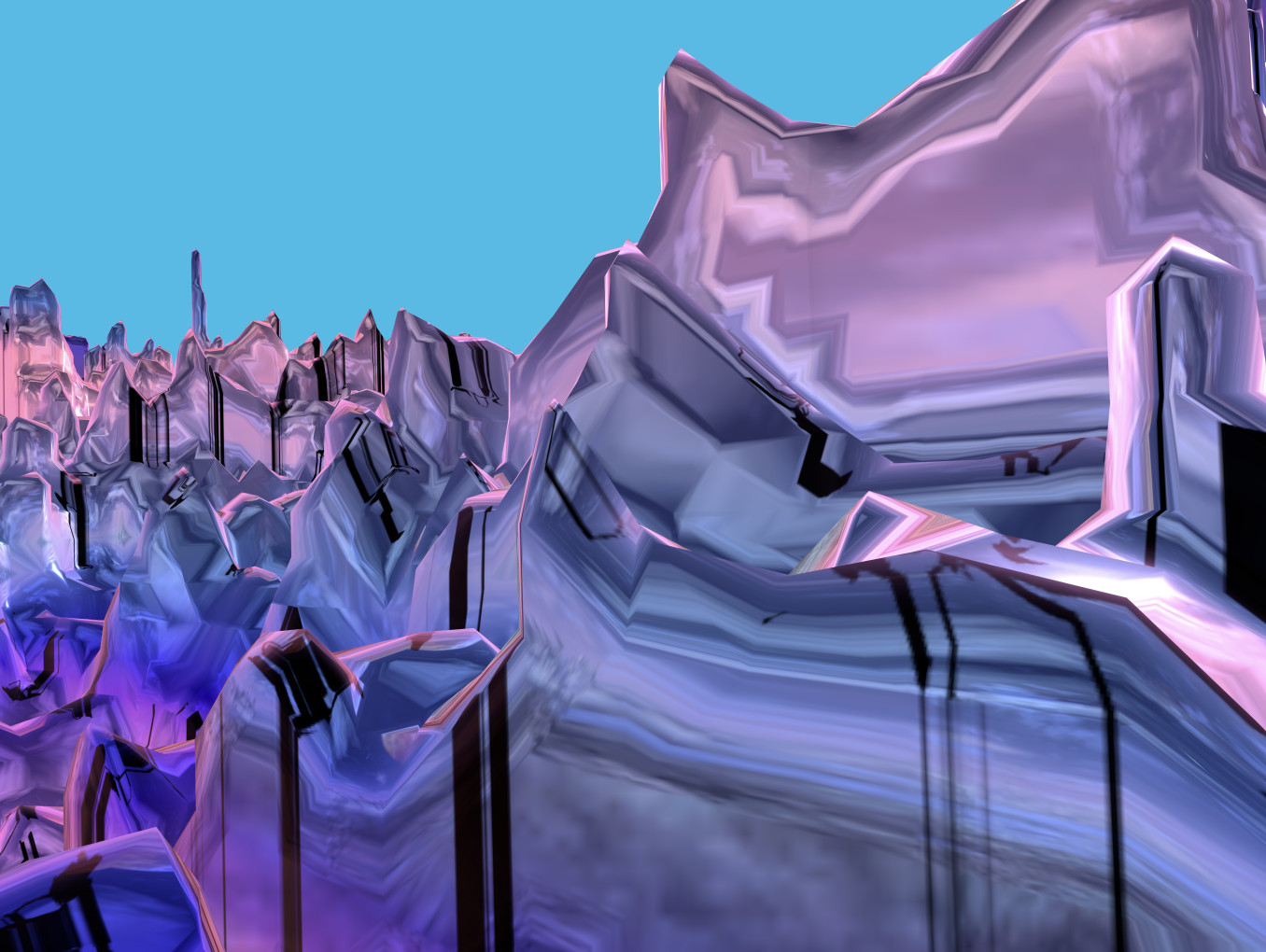 Pink and purple quantum mountain landscape by Roman Lipski