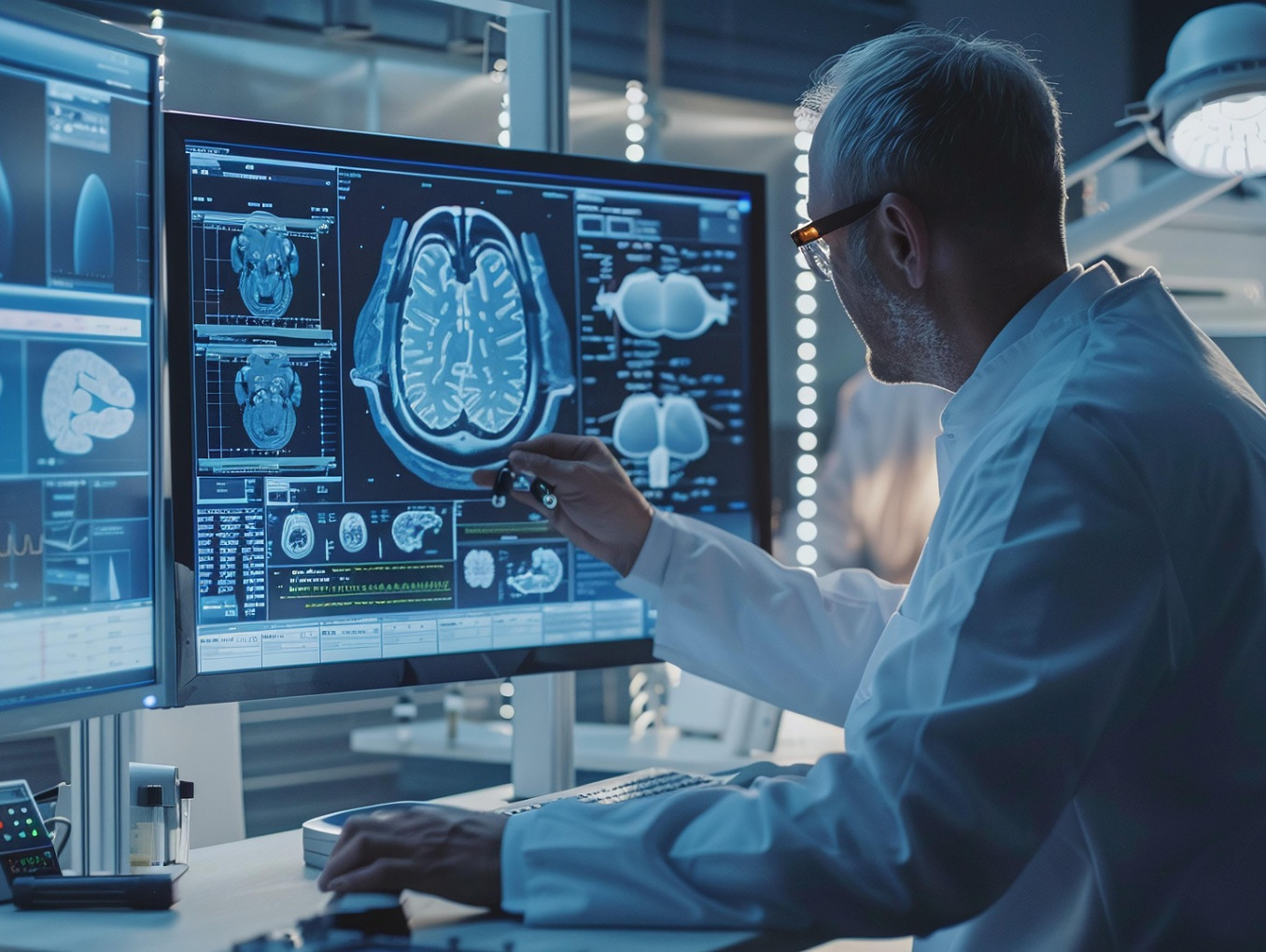 Scientist studies brain scans