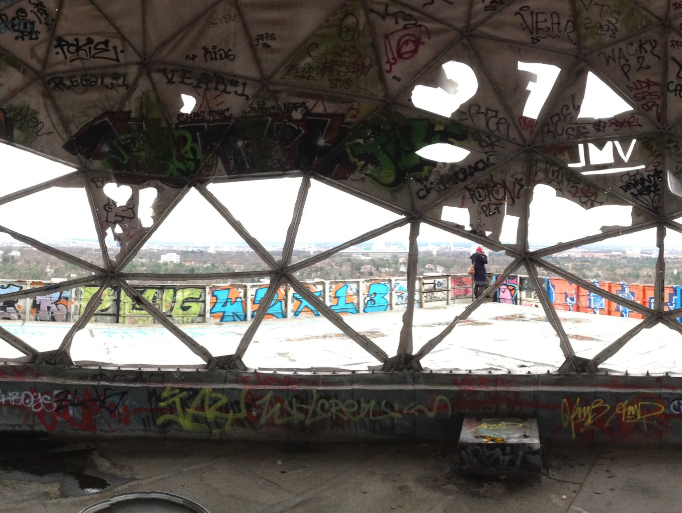 View from Teufelsberg through the Radom cover with the City of Berlin in the background