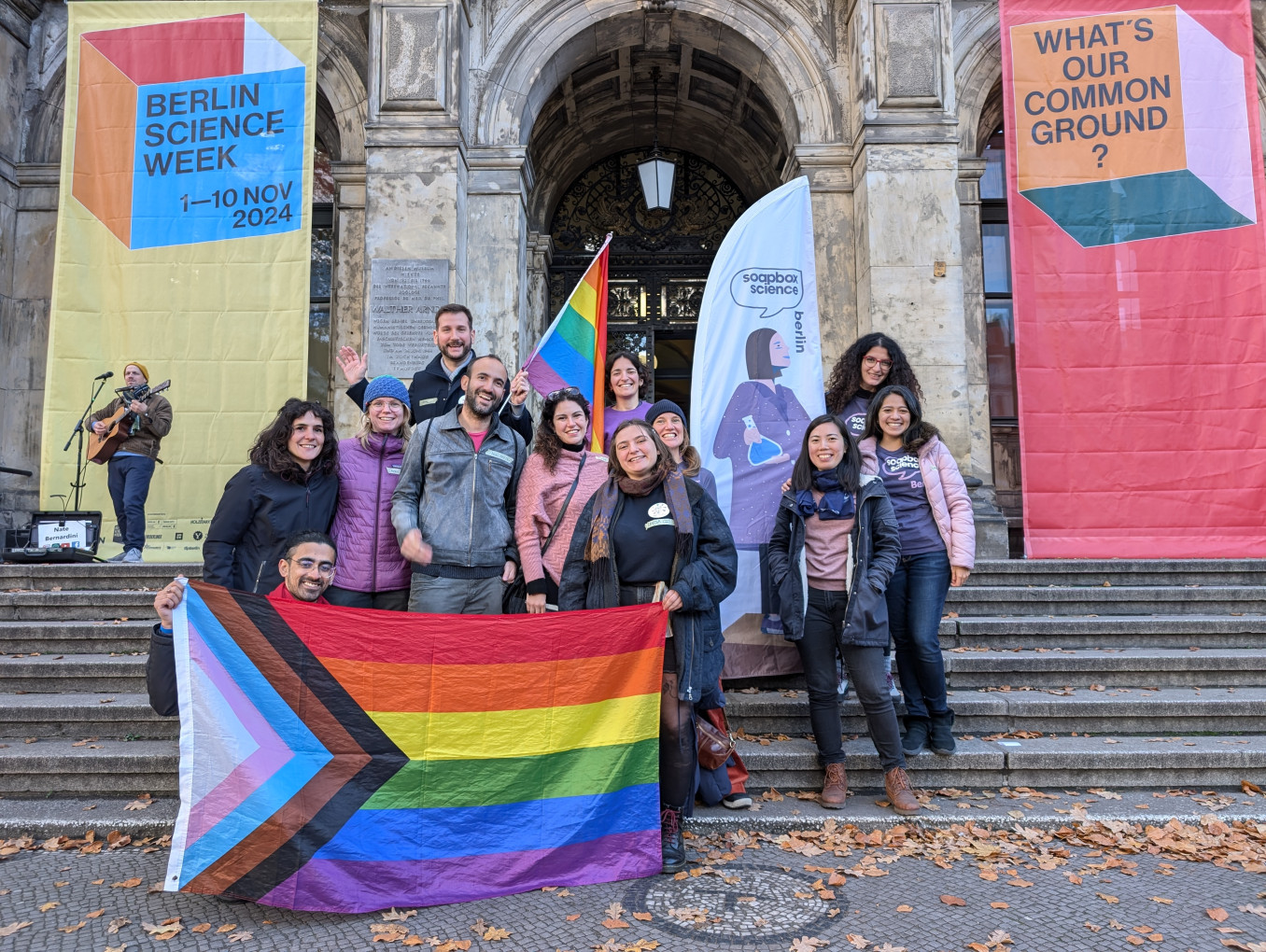 Group photo of Soapbox Science Berlin & LGBTQ+ STEM Berlin at BSW 2024