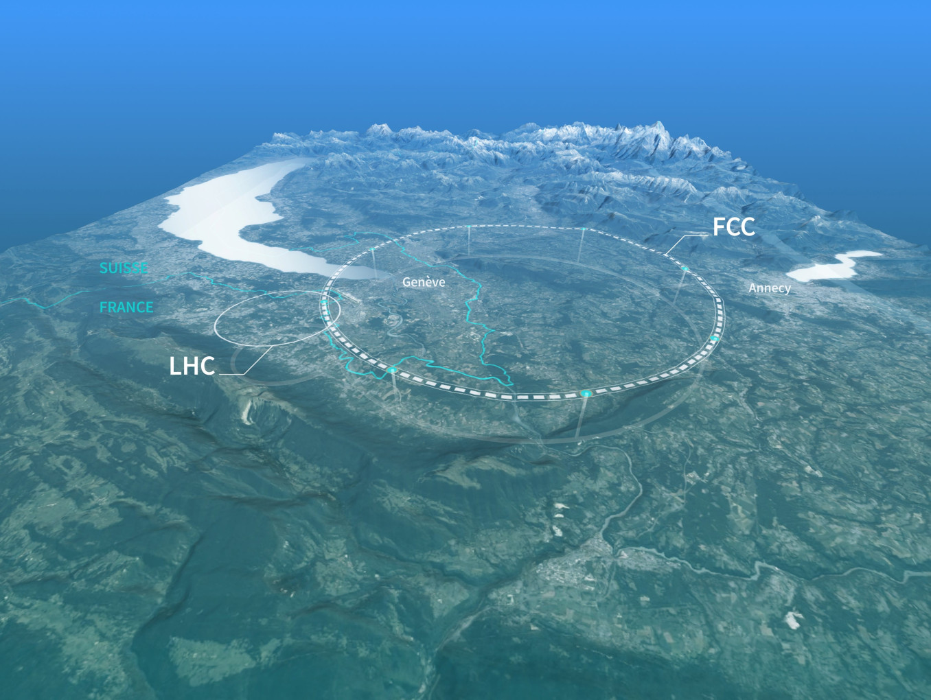 A schematic map showing a possible location for the Future Circular Collider (Image: CERN)