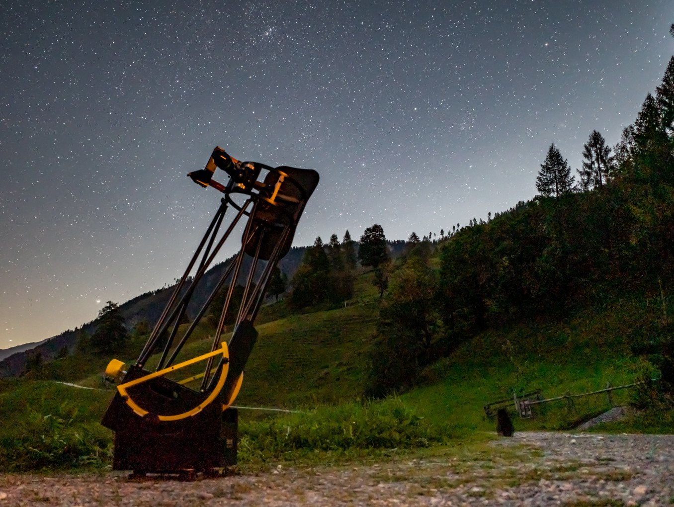 telescope under stars