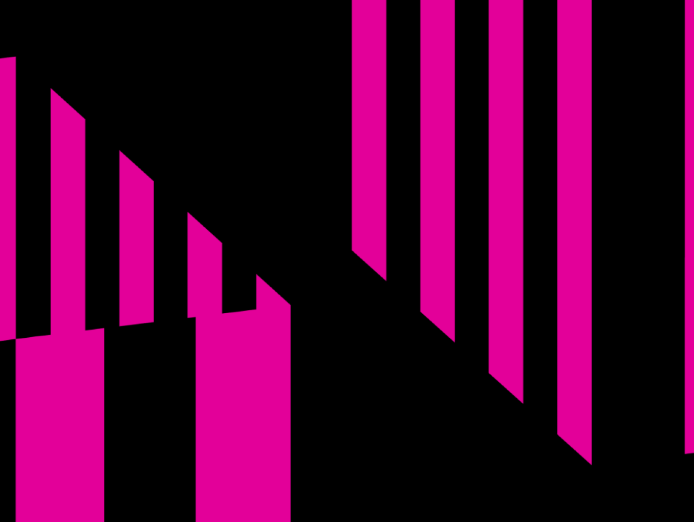 Two fragmented striped cubes in pink