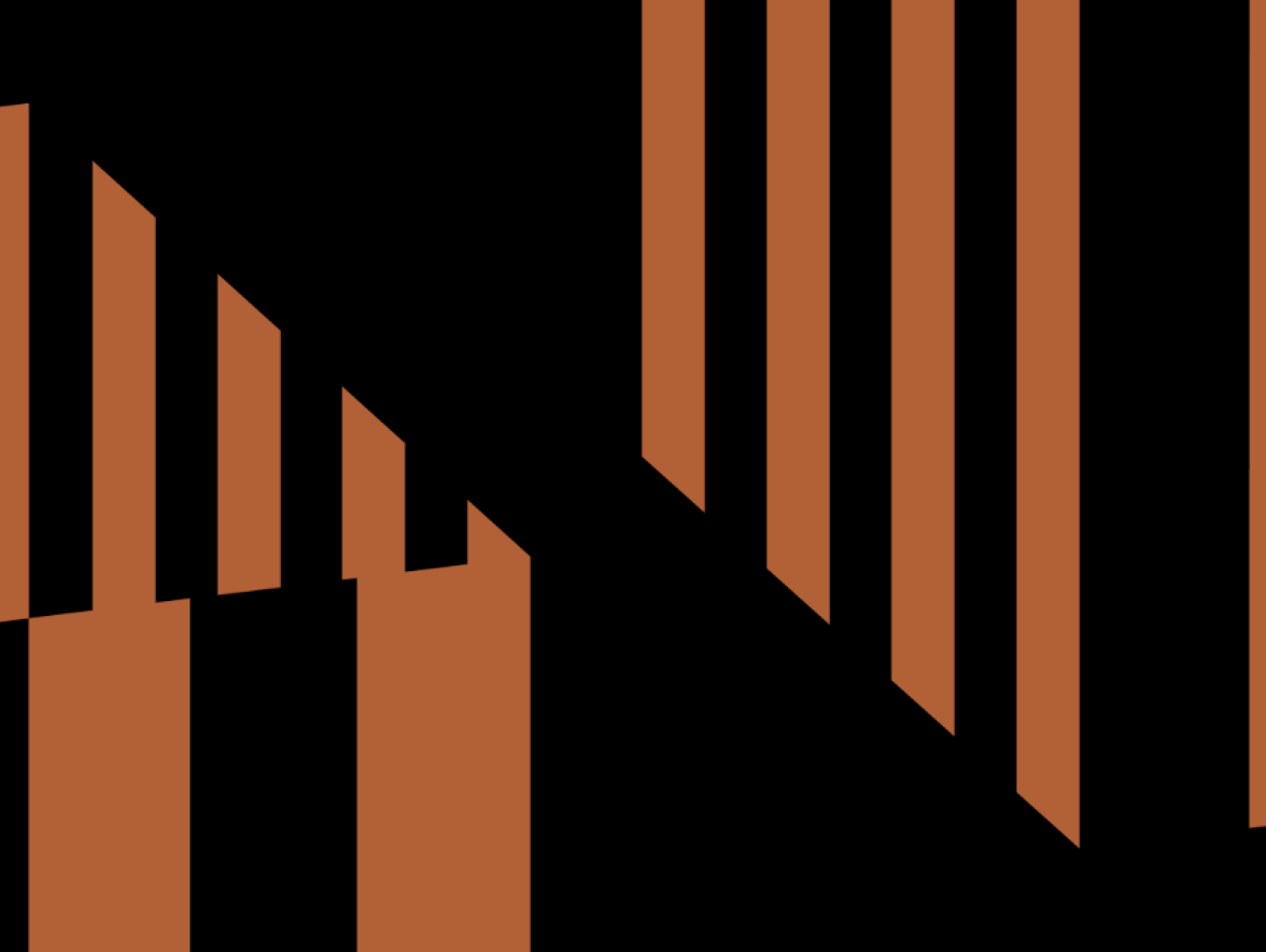 Two fragmented striped cubes in brown 