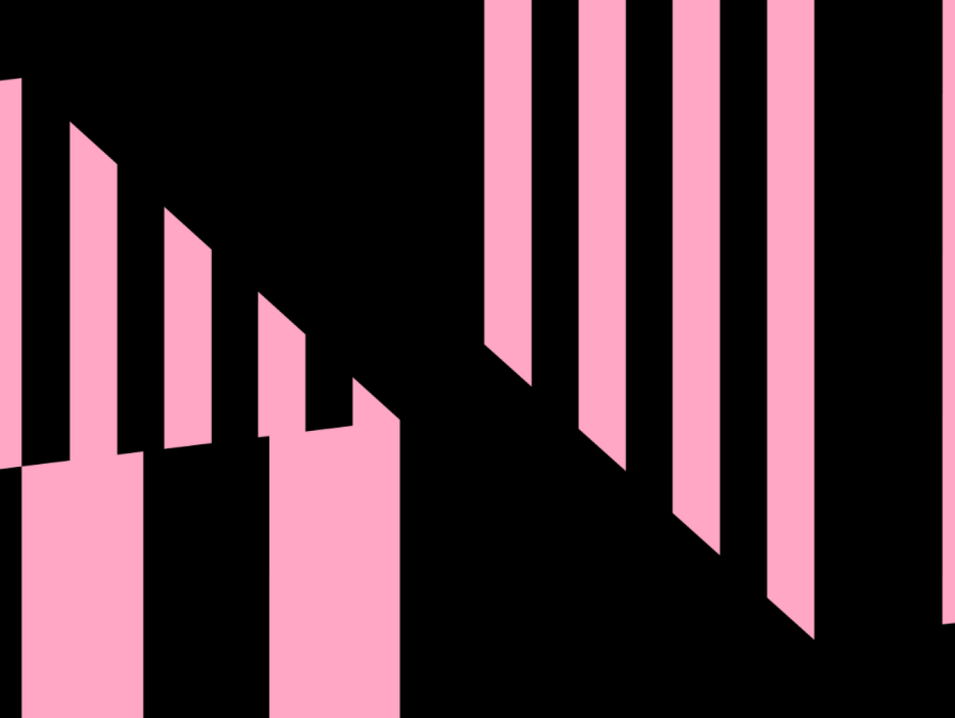 Two fragmented striped cubes in light pink 