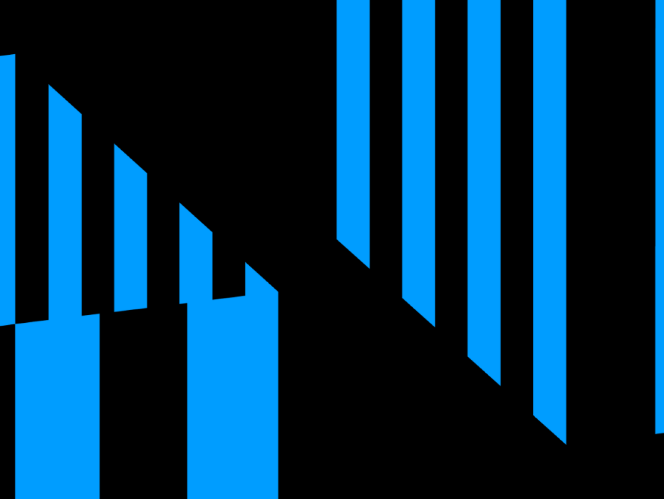 Two fragmented striped cubes in blue