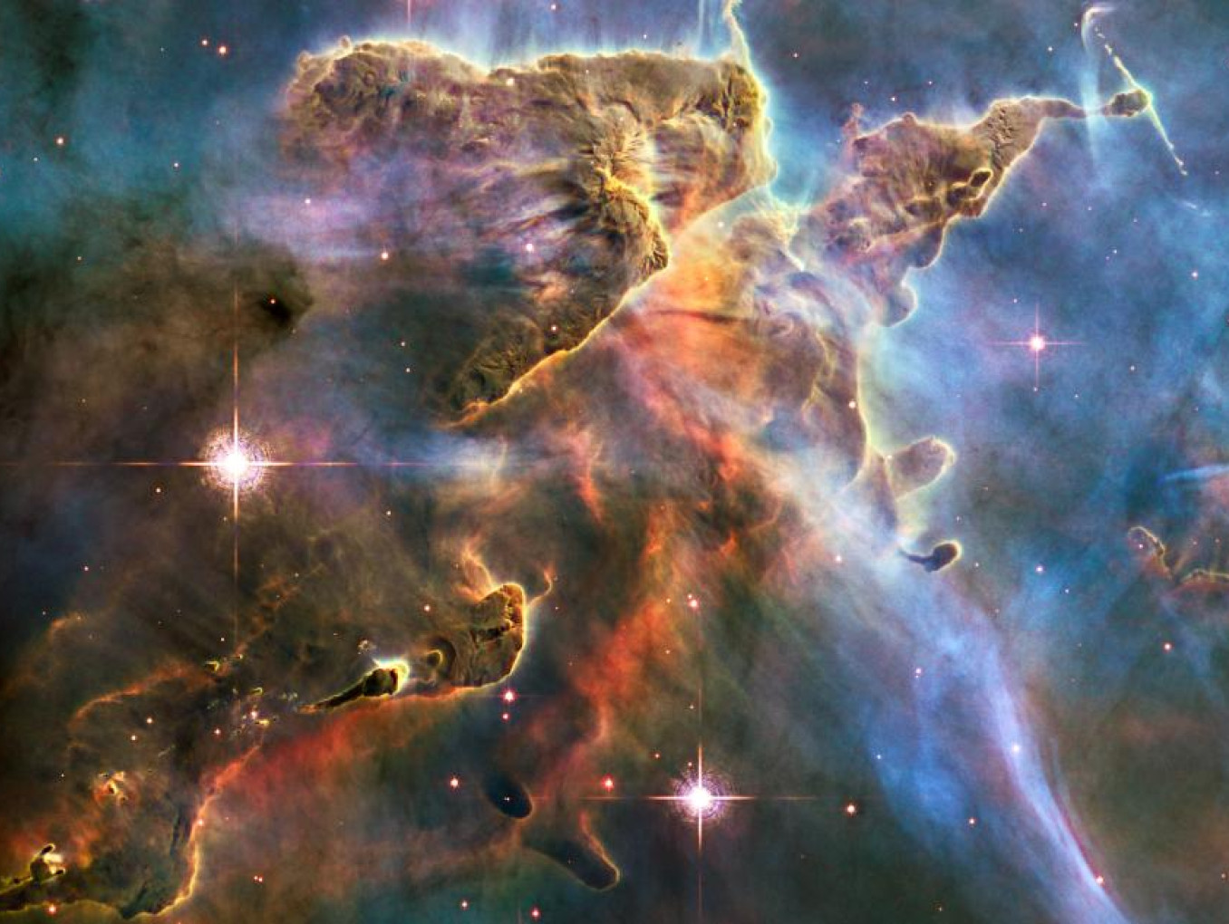 Aufnahme Weltraumteleskop von Nebel mit Sternenentstehungsgebiet