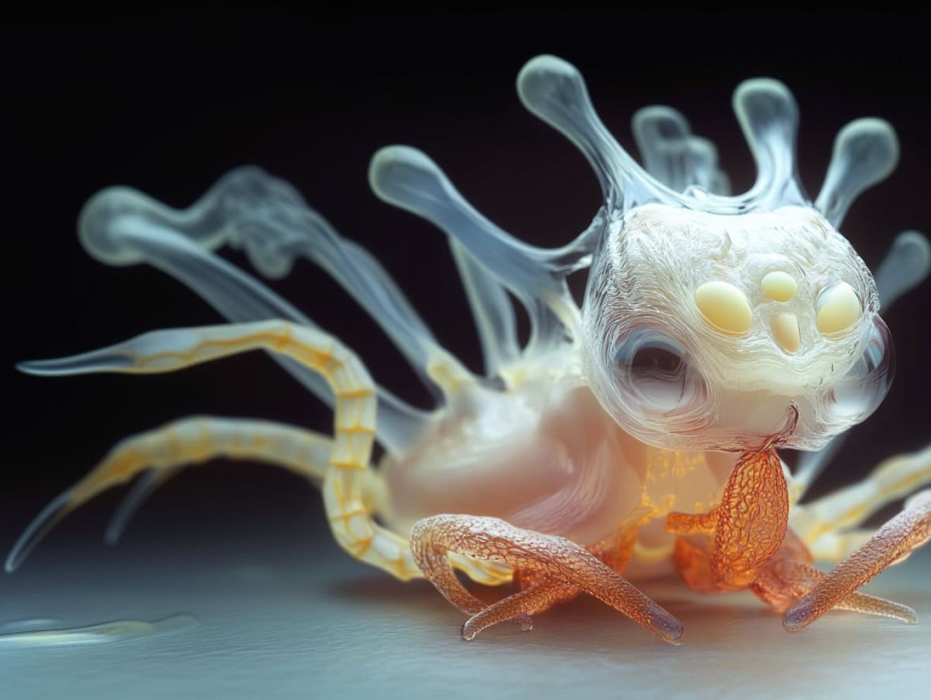 An AI produced image of a creatire that looks like a glass slamander