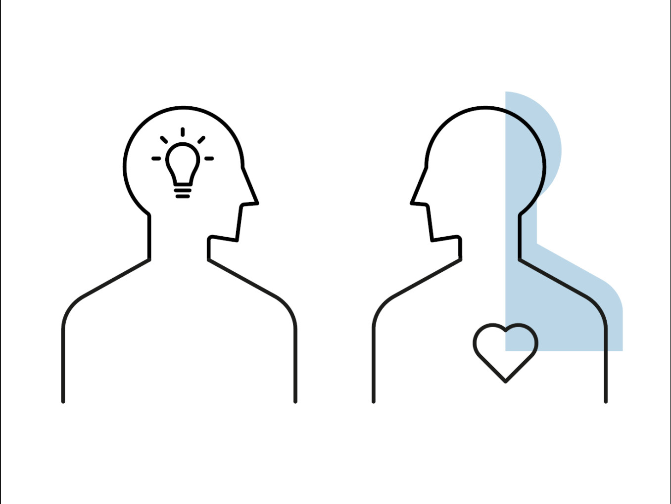 Sketches of two people facing each other.