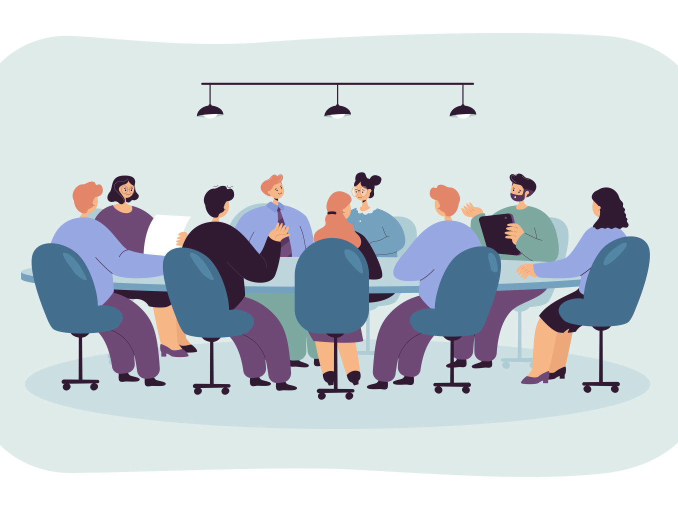 group sitting at round table