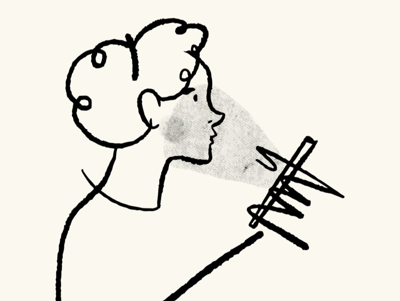 An illustration of a person looking at a smartphone