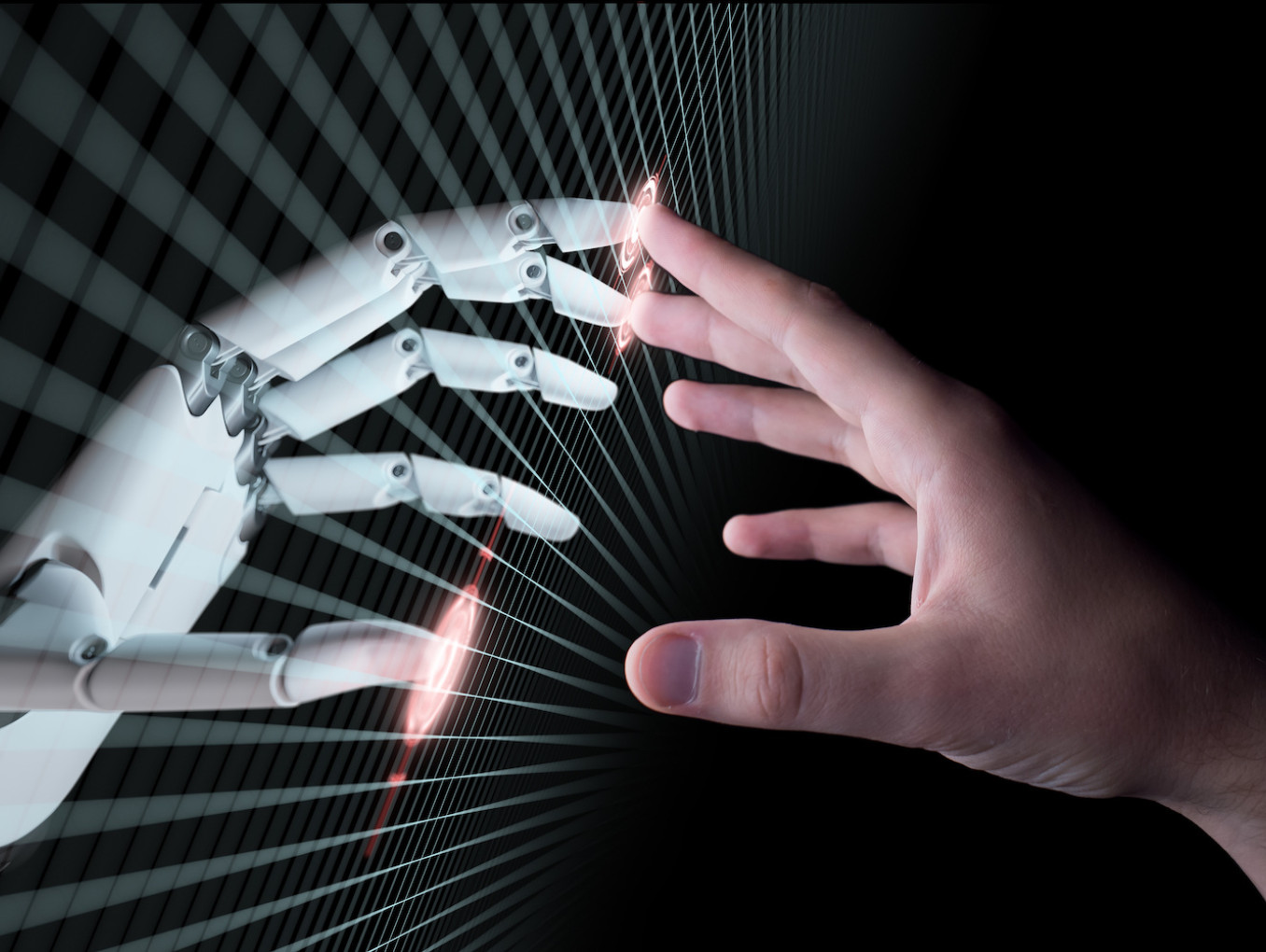 Robot and human hand touching
