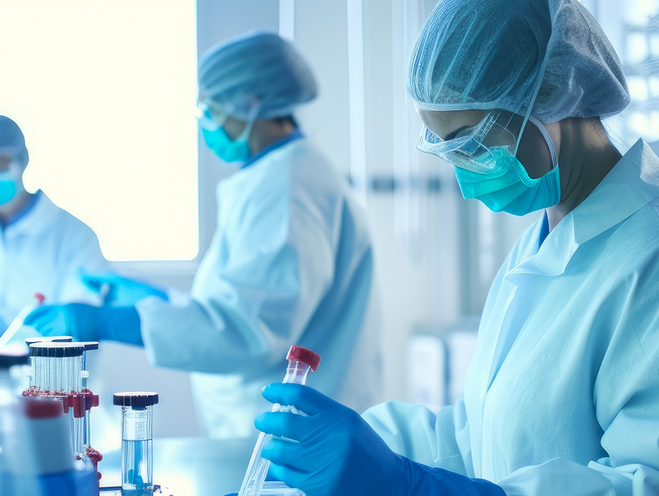 Forschende im Labor, die mit Zelltherapien arbeiten. 