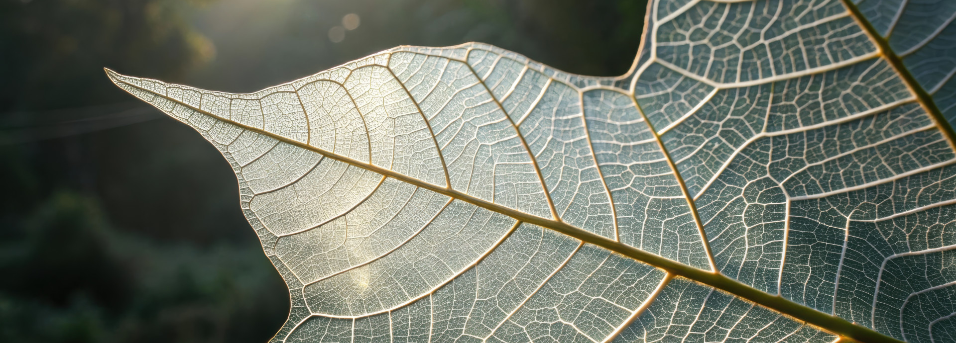 An image of a leaf with the structure illuminated