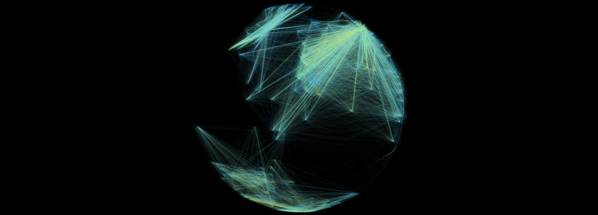 A circle connected by lines like a network. 