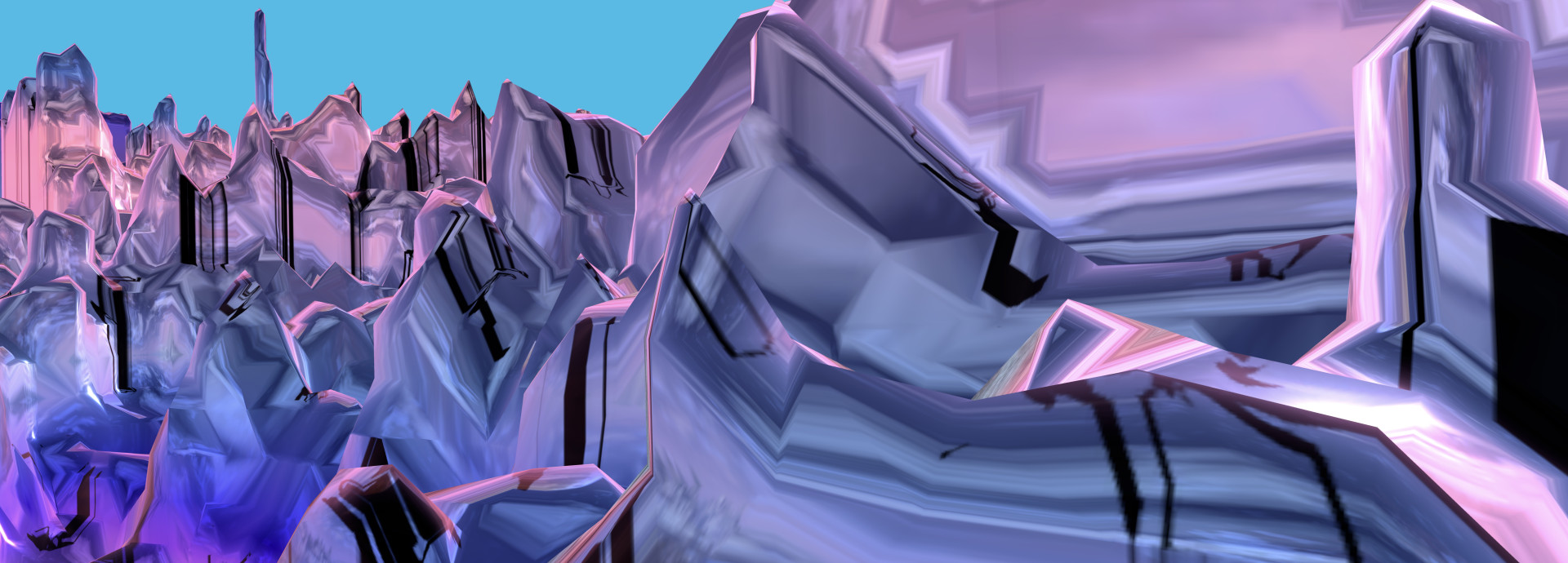 Pink and purple quantum mountain landscape by Roman Lipski