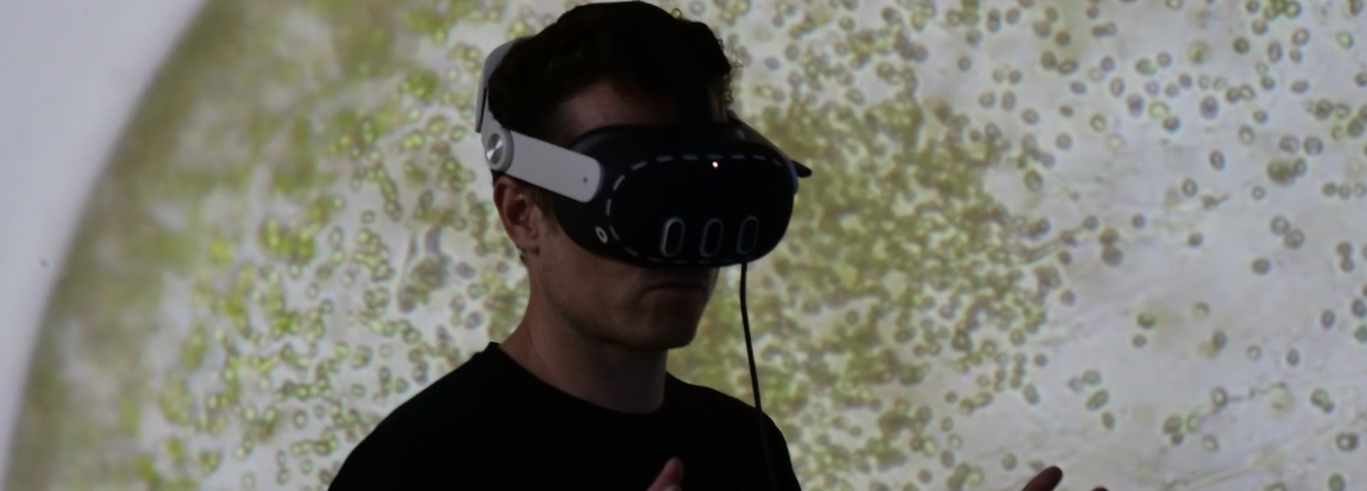 VR with algae microscopy background