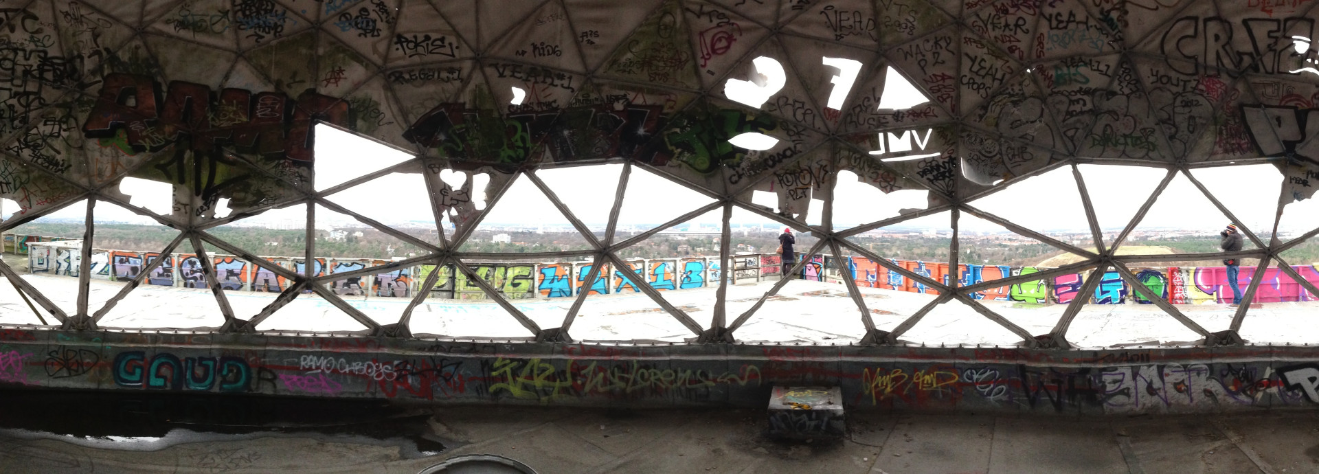 View from Teufelsberg through the Radom cover with the City of Berlin in the background