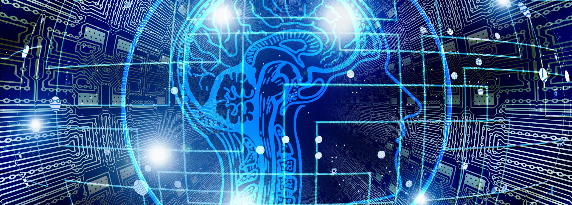 Menschliches Gehirn mit Schaltkreisen