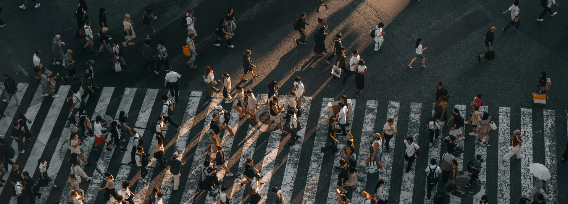 A busy intersection from above