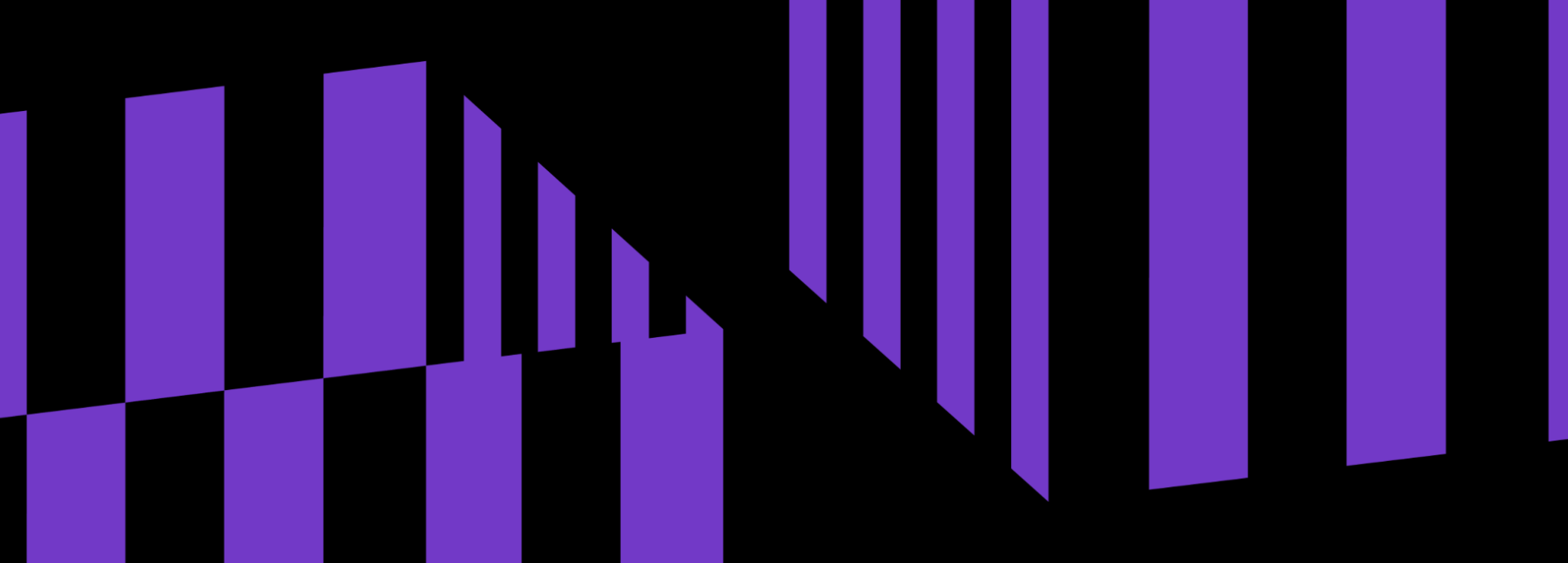 Two fragmented striped cubes in purple