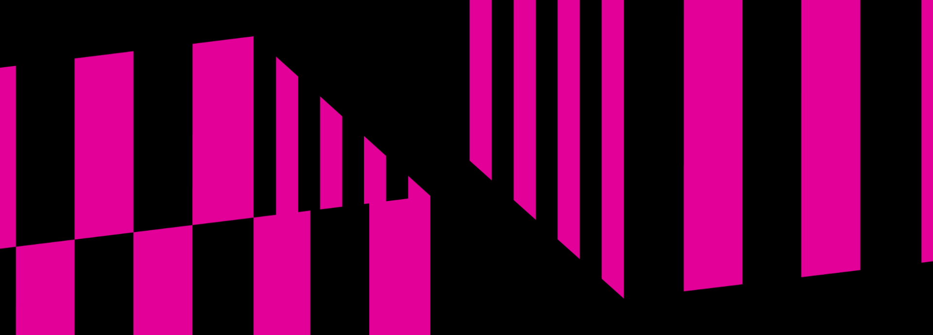 Two fragmented striped cubes in pink