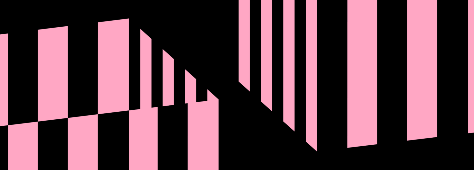 Two fragmented striped cubes in light pink 