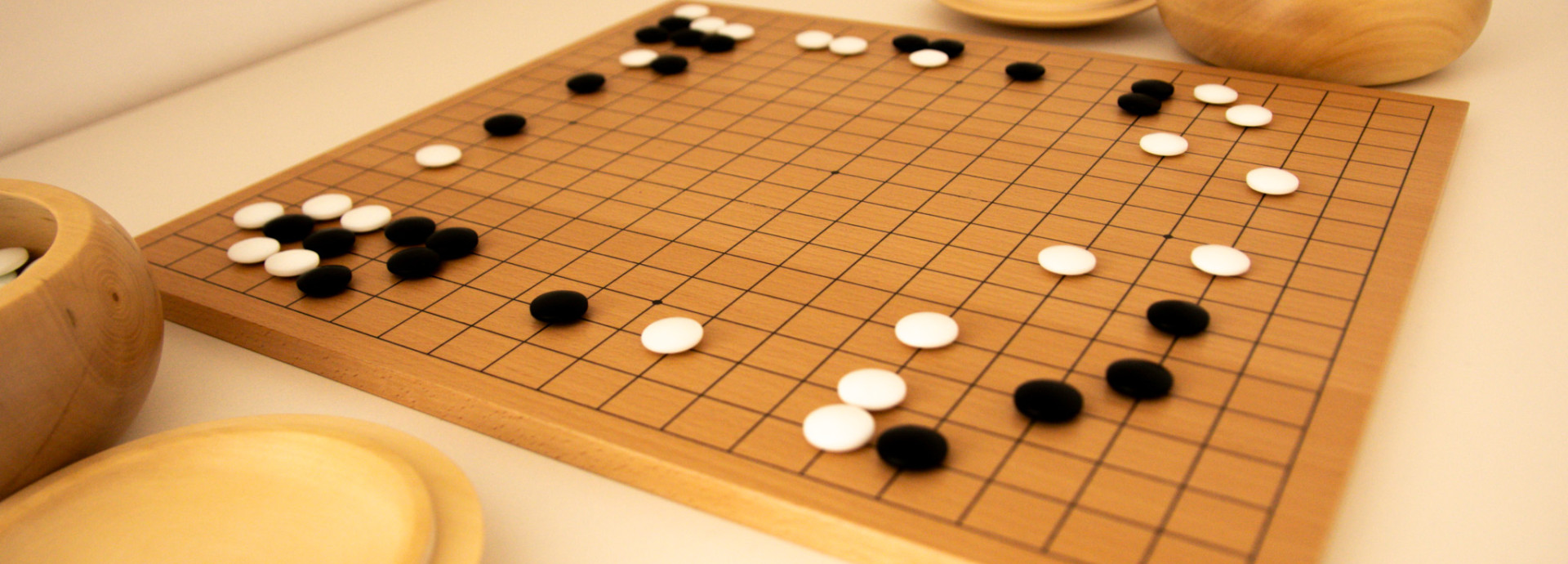 Game of Go: black and white stones on a Go board