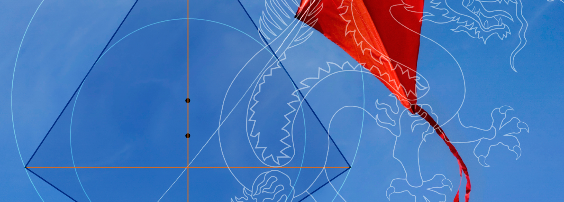 Drachen im Himmel und als Modell
