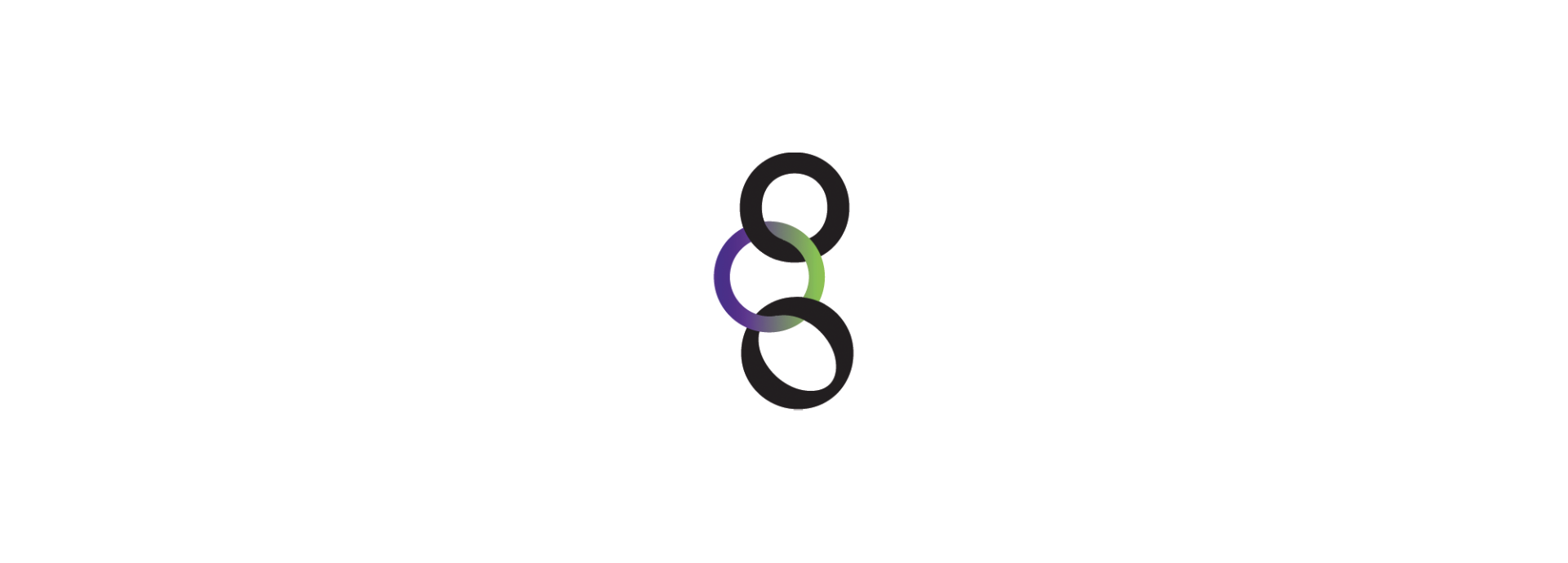 Logo „Historical Moments": drei ineinander verschlungene Ringe übereinander, der obere und der untere in Schwarz, der mittlere mit Farbverlauf von Violett nach Grün.