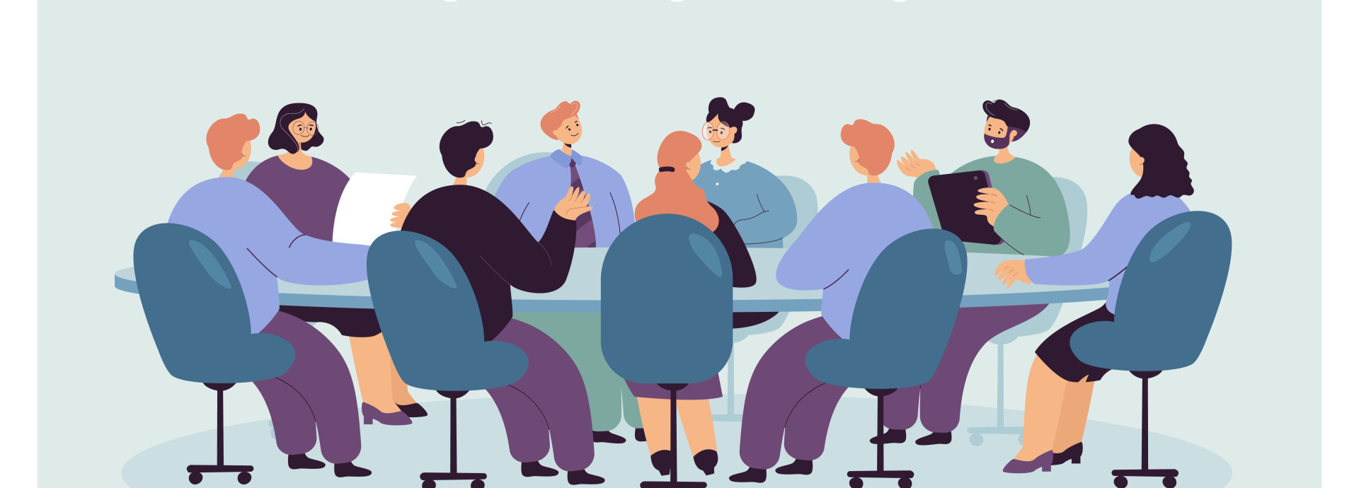 group sitting at round table