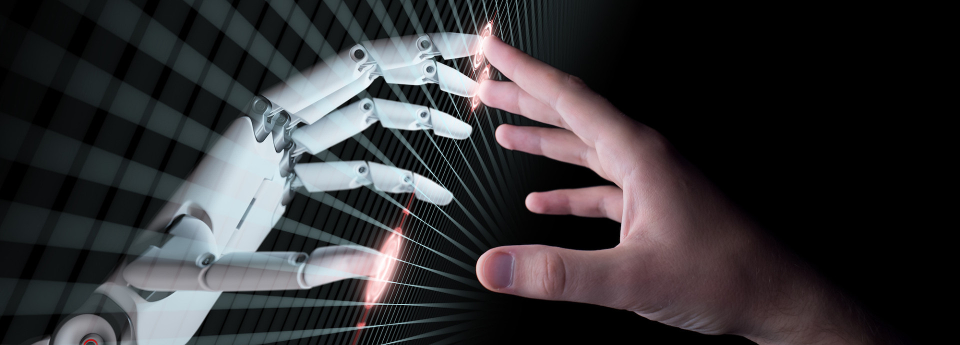 Robot and human hand touching