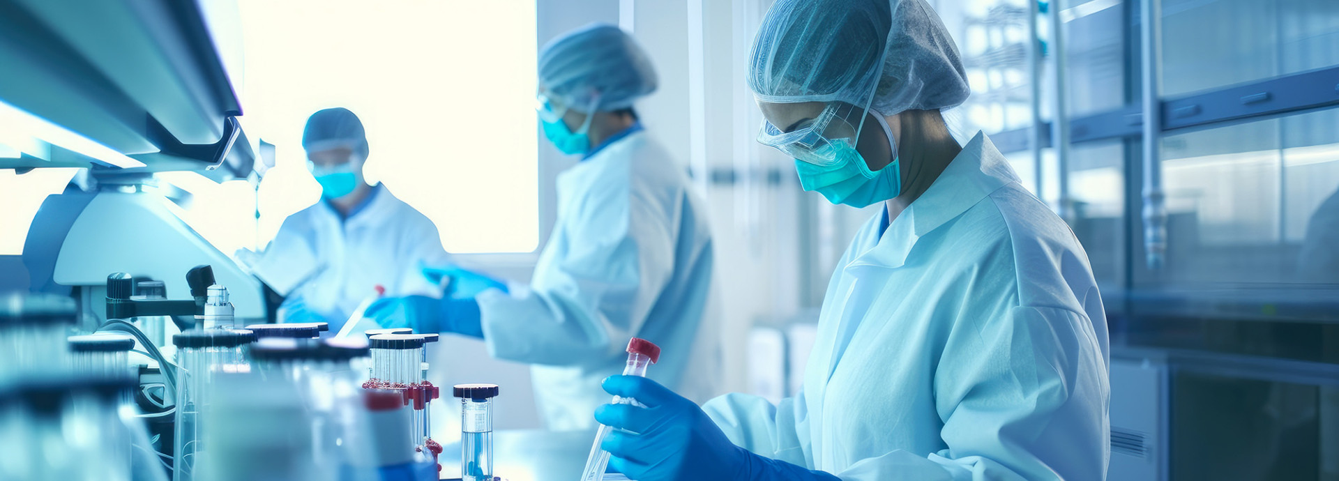 Forschende im Labor, die mit Zelltherapien arbeiten. 