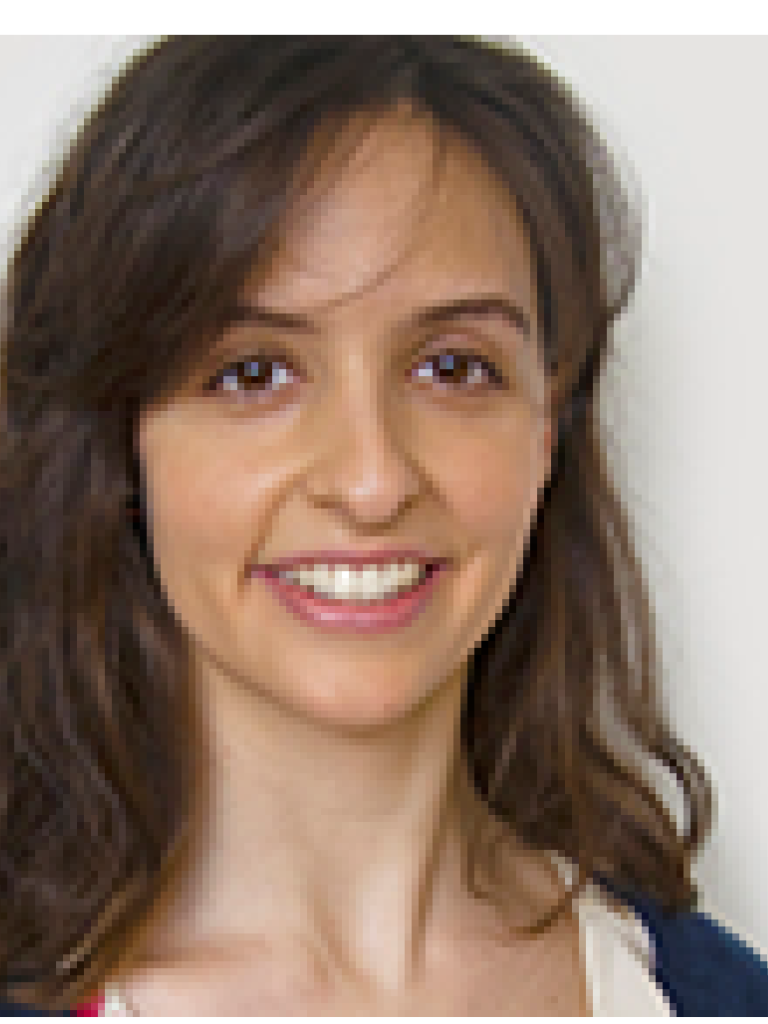 Woman, smiling, with long brown hair