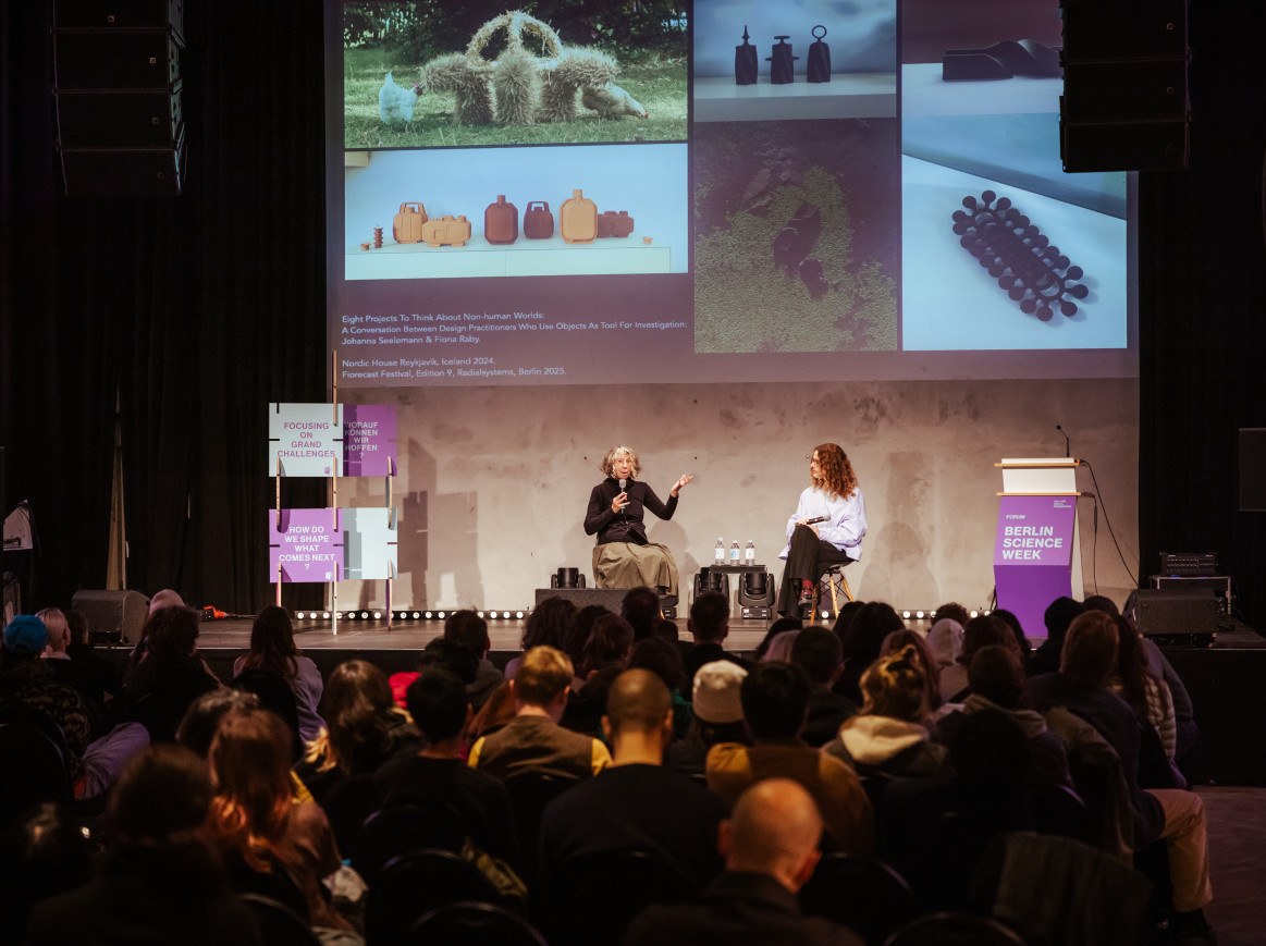 Fiona Raby speaks on the main stage 