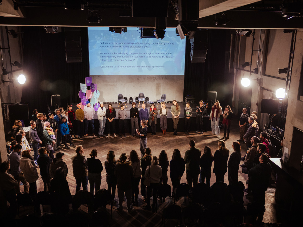 A group stands in a circle 