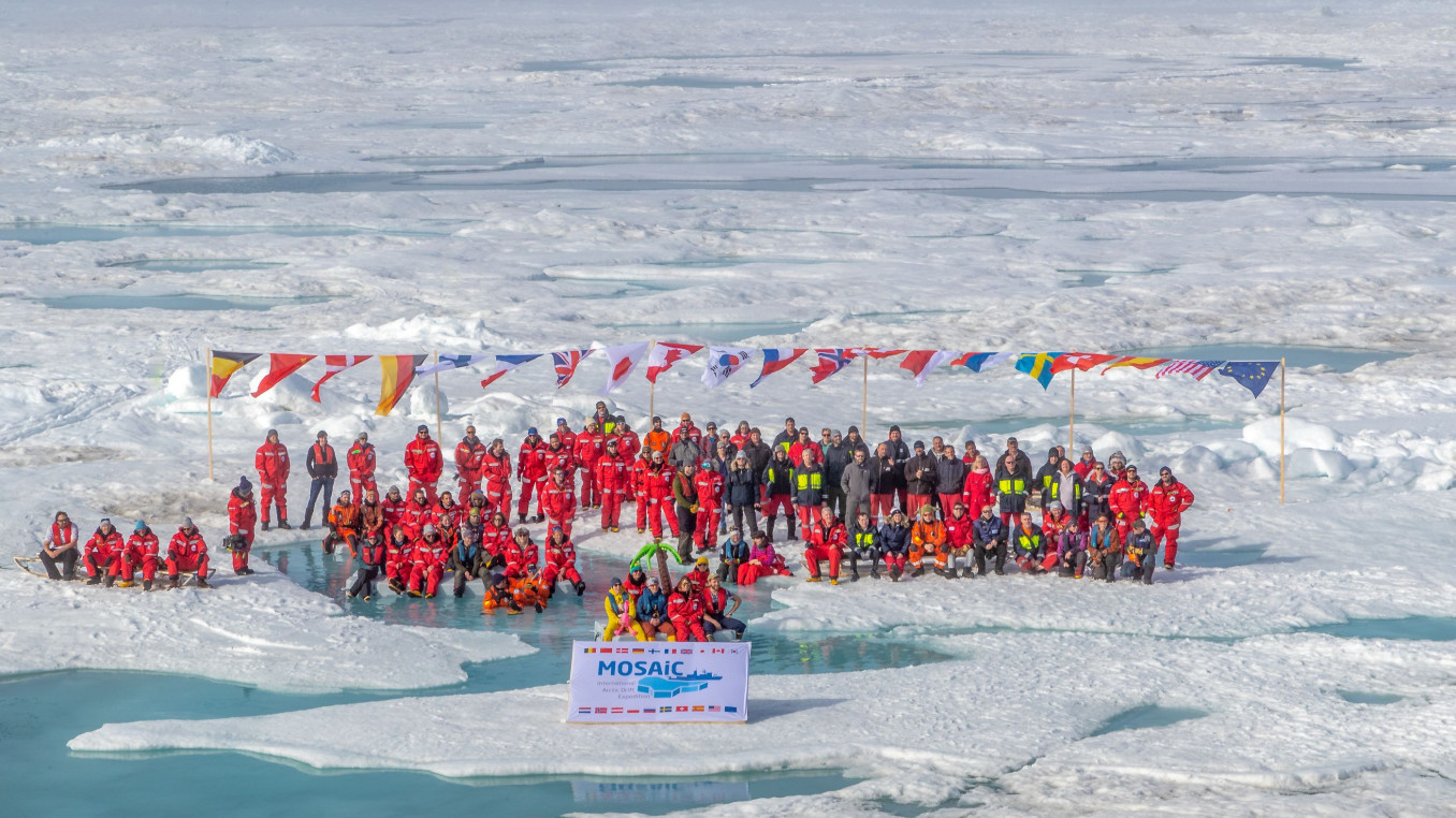 Participants of the MOSAiC Expedition on the Arctic sea ice