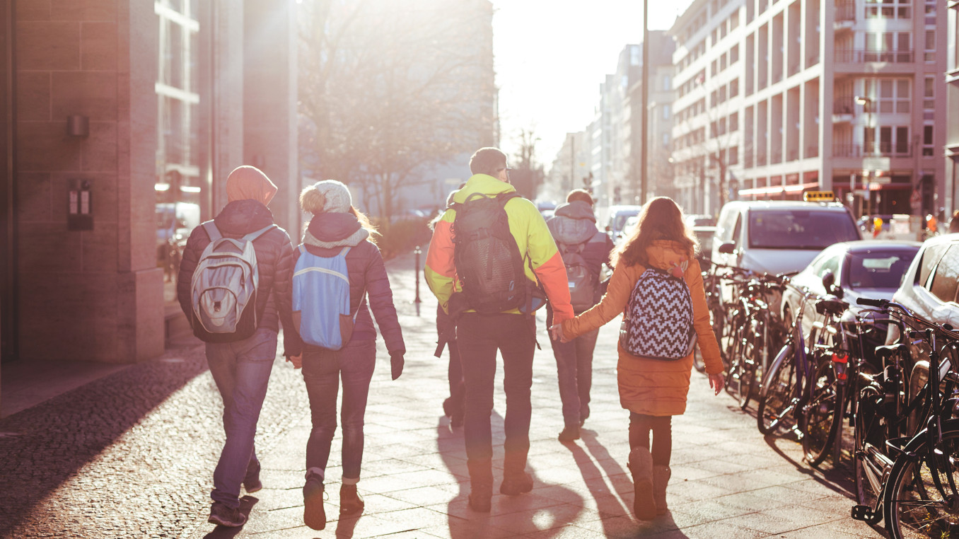 people walking in Berlin in cold weather